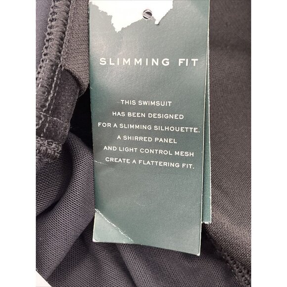 Ralph Lauren Plus Black Tummy Control Halter One Piece Swimdress 18W Slimming - Picture 9 of 10